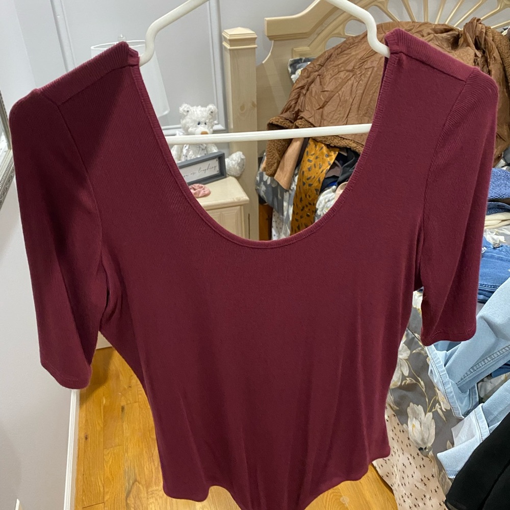 Guess burgundy open back bodysuit